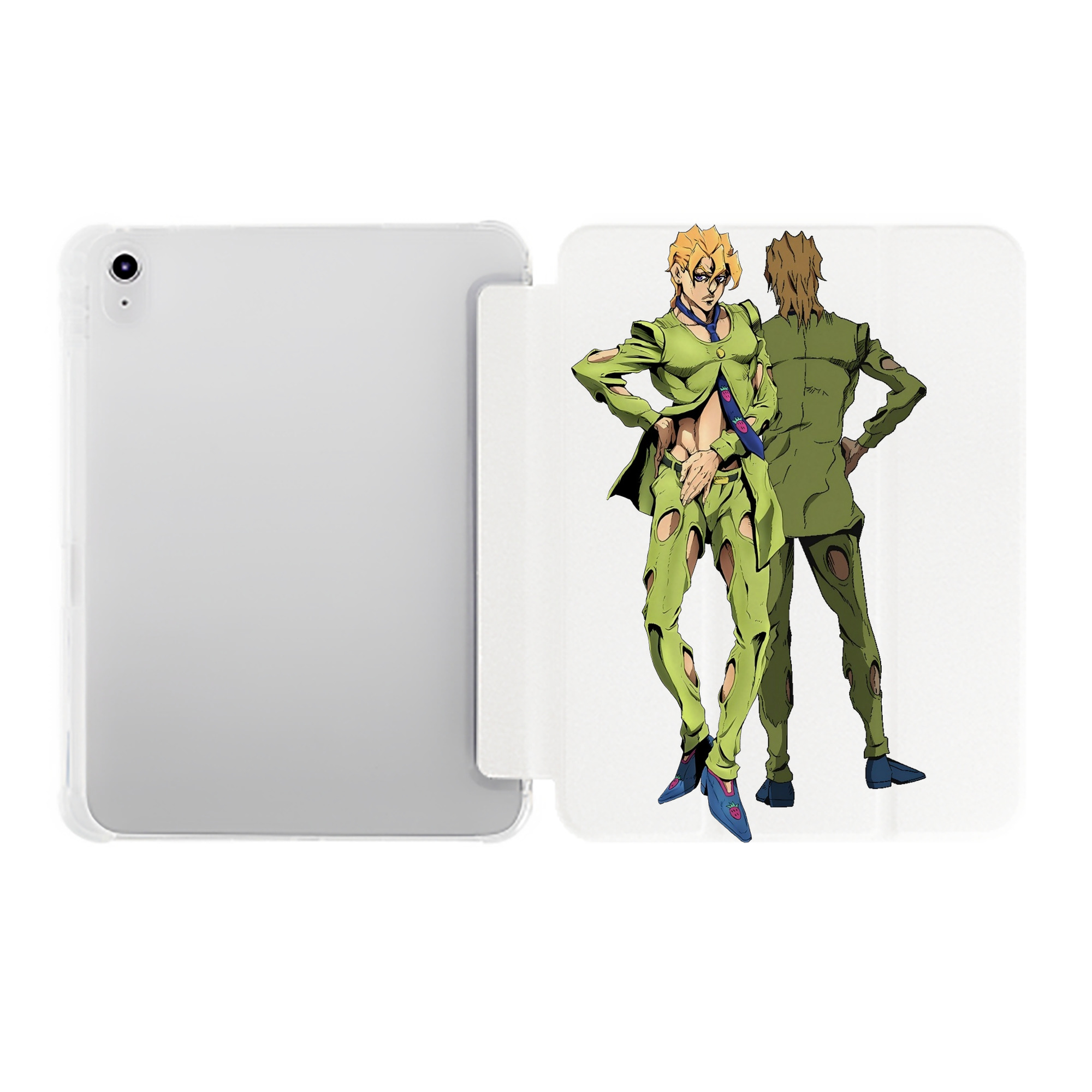 （画像用） ジョジョの奇妙な冒険 パンナコッタ?フー JoJo's Bizarre Adventure Pannacotta Fugo IPad ケース ペン収納付き 三つ折りスタンド PUレザー×シリコン 対応機種9.5/10.5/10.9インチ